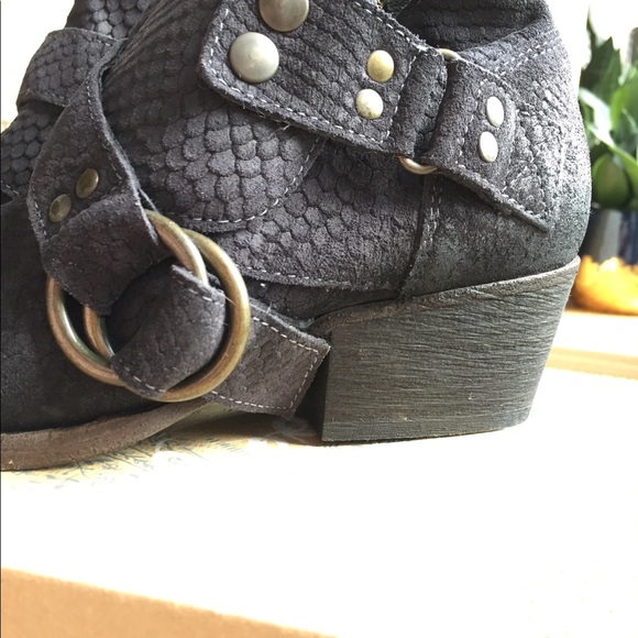 Free People Tortuga Booties in Black Snake Leather - Picture 2 of 6